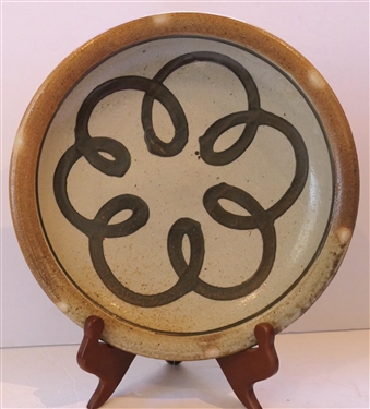 Mark Hewitt North Carolina Art Pottery Plate with Loopy Flower Design - Plate Measures 10 3/4 Across