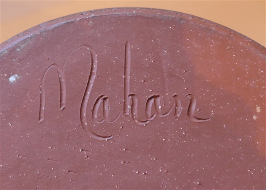 Nice Studio Art Pottery Jug with Incised Sun - Signed by Artist Mahan - Jug Measures 14 Tall 