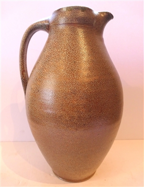Dover Pottery Seagrove North Carolina - Pitcher by Pottery Bruce Gholson - Blue Decorated - Dated 1995 - Pitcher Measures 14 Tall 