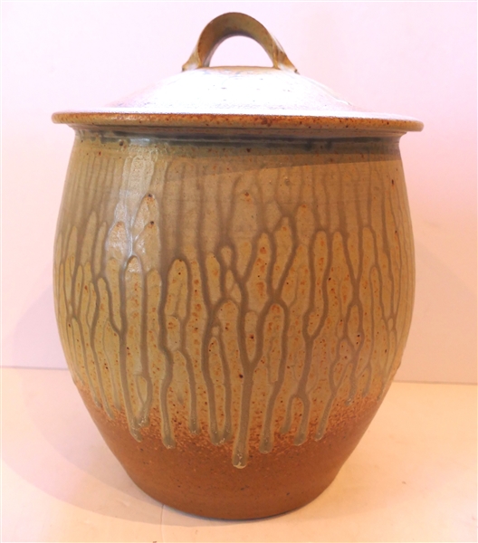 Tucker North Carolina Studio Art Pottery Jar with Lid - Pretty Glaze - Jar Measures 12" tall 