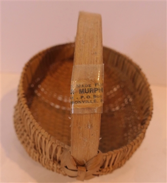 Very Finely Woven Oak Splint Egg Basket Handmade For Peter Murphy - Hendersonville, NC Original Tag on Handle - Basket Measures 2 1/2 tall 5 by 4 1/2