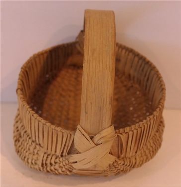 Very Finely Woven Small Oak Splint Egg Basket - Handmade For Peter Murphy - Hendersonville, NC - Basket Measures 2 1/2 Tall 3 1/2 By 3 1/2 