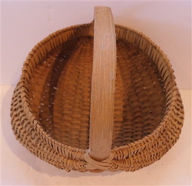 Handmade Oak Splint Egg / Buttocks Basket - Handmade For Peter Murphy - Hendersonville, NC Original Paper Tag - Basket Measures 6 tall 11 by 9 Not Including Handle