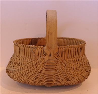 Medium Size Handmade Oak Splint Egg Basket Handmade For Peter Murphy - Hendersonville, NC - Basket Measures 5 Tall 10 by 8 - Not Including Handle 