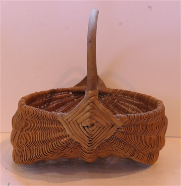 Willow Frond and Stick Buttocks / Egg Basket Handmade - Basket Measures 4 tall 10 by 10 - Not Including Handle