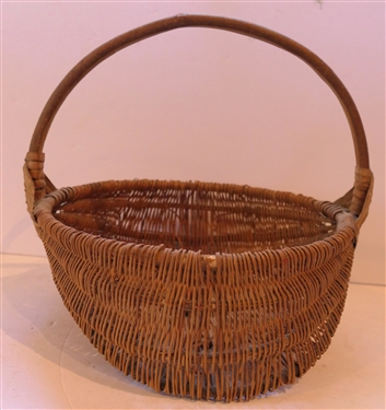 Willow Frond and Stick Buttocks / Egg Basket Handmade - Basket Measures 4 tall 10 by 10 - Not Including Handle