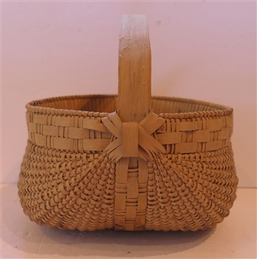 Handmade Oak Splint Buttocks / Egg Basket - Expertly Woven Handmade For Peter Murphy - Hendersonville, NC - Basket Measures 6 tall 10 by 10 