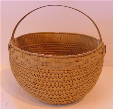 Handmade Oak Splint Buttocks / Egg Basket - Expertly Woven Handmade For Peter Murphy - Hendersonville, NC - Basket Measures 6 tall 10 by 10 