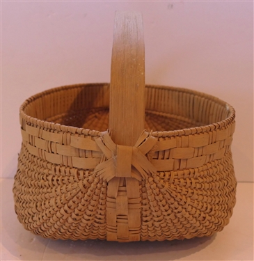 Handmade Oak Splint Buttocks / Egg Basket - Expertly Woven Handmade For Peter Murphy - Hendersonville, NC - Basket Measures 6 tall 10 by 10 