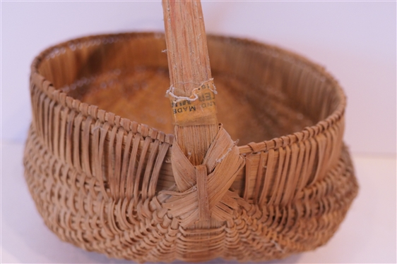 Smaller Handmade Oak Splint Egg Basket - Finely Woven - Basket Measures 3 1/2 tall 6 by 7 - Not Including Handle 