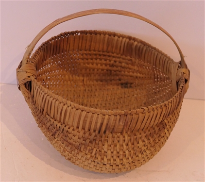 Smaller Handmade Oak Splint Egg Basket - Finely Woven - Basket Measures 3 1/2 tall 6 by 7 - Not Including Handle 