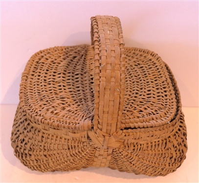 Medium Size Handmade Oak Splint Basket with Lid - Handmade For Peter Murphy - Hendersonville, NC - Basket Measures 6 Tall 11 By 7 - Not Including Handle