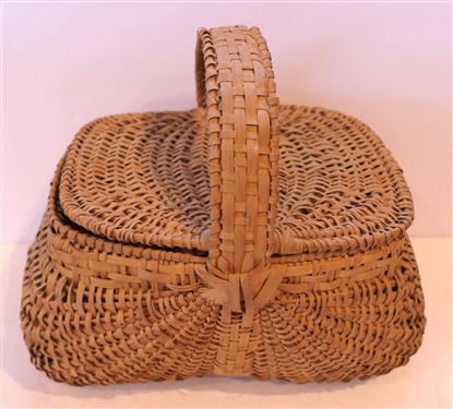 Medium Size Handmade Oak Splint Basket with Lid - Handmade For Peter Murphy - Hendersonville, NC - Basket Measures 6 Tall 11 By 7 - Not Including Handle