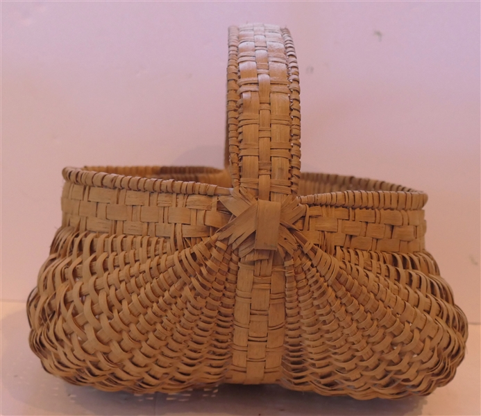 Larger Oak Splint Buttocks Basket - "Handmade For Peter Murphy - Hendersonville, NC" - Basket Measures 6" tall 12" By 12" - Not Including Handle