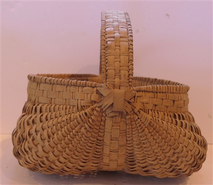 Larger Oak Splint Buttocks Basket - Handmade For Peter Murphy - Hendersonville, NC - Basket Measures 6 tall 12 By 12 - Not Including Handle