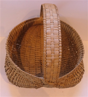 Larger Oak Splint Buttocks Basket - Handmade For Peter Murphy - Hendersonville, NC - Basket Measures 6 tall 12 By 12 - Not Including Handle
