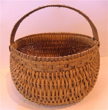 Larger Oak Splint Buttocks Basket - Handmade For Peter Murphy - Hendersonville, NC - Basket Measures 6 tall 12 By 12 - Not Including Handle