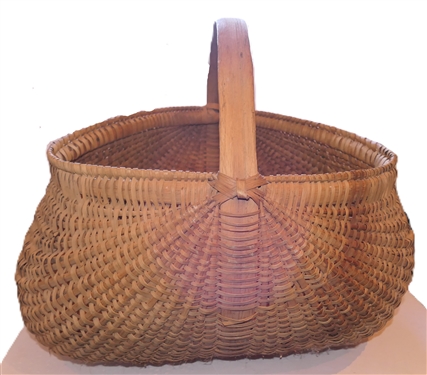 Huge Oak Splint Buttocks Basket -  Handmade For Peter Murphy - Hendersonville, NC - Basket Measures 15 Tall 24 by 20 - Not  Including Handle