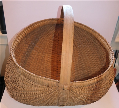Huge Oak Splint Buttocks Basket -  Handmade For Peter Murphy - Hendersonville, NC - Basket Measures 15 Tall 24 by 20 - Not  Including Handle