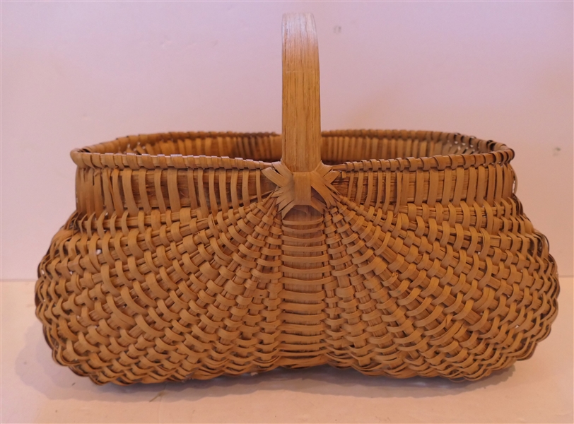 Rectangular Shaped Oak Splint Basket "Handmade For Peter Murphy - Hendersonville, NC" - Basket Measures 6 1/4" Tall 14" by 9" - Not Including Handle