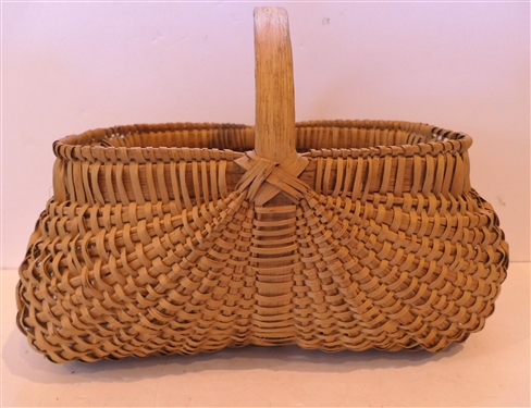 Rectangular Shaped Oak Splint Basket Handmade For Peter Murphy - Hendersonville, NC - Basket Measures 6 1/4 Tall 14 by 9 - Not Including Handle