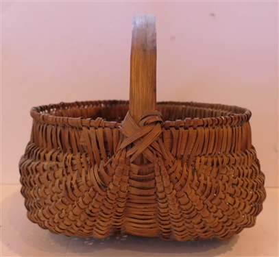 Oak Splint Egg /Buttocks Basket Handmade For Peter Murphy - Hendersonville, NC - Basket Measures 5 Deep 10 by 10 - Not Including Handle