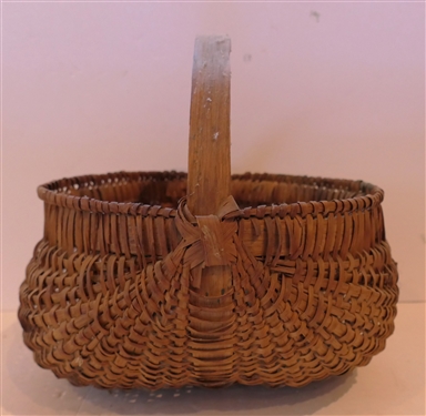 Oak Splint Egg /Buttocks Basket Handmade For Peter Murphy - Hendersonville, NC - Basket Measures 5 Deep 10 by 10 - Not Including Handle