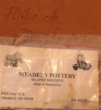 Mildred Meaders Georgia Folk Art Pottery Chicken - Chicken Measures 6 Tall 8 by 8 - 3 Tail Feathers Are Broken 