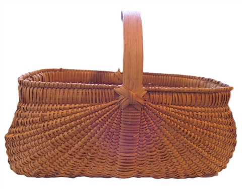Large Rectangular Oak Splint Basket Handmade For Peter Murphy - Hendersonville, NC - Basket Measures 7 1/2 Deep 19 by 12 - Not Including Handle