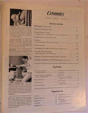1996 Seagrove Area Pottery Shop Guide Spiral Bound Booklet From Friends of the North Carolina Pottery Center and Ceramics Monthly April 1991 Magazine