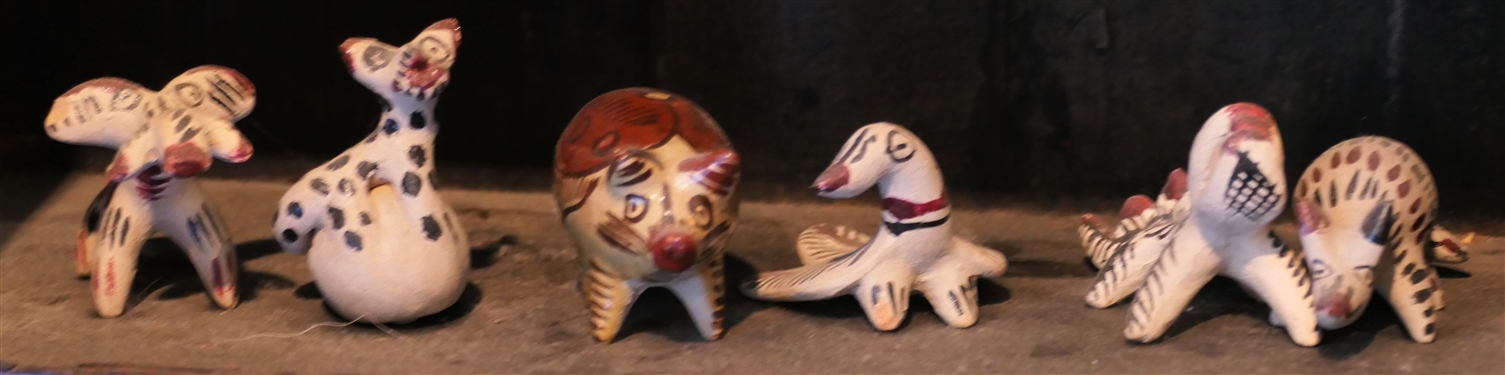 17 Mexican Folk Art Pottery Animal Figures - Each Figure Measures Approx. 2 