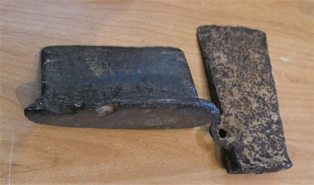 Unusual Dug Axe Head, Iron Wedge, and Unusual Flat Iron With #7 -Axe Head Measures 6 by 3 
