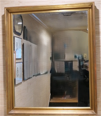 Rectangular Gold Gilt Shadowbox Mirror - Mirror Measures 33 1/2 by 28