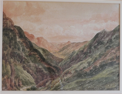 John Louis Petit (1801 - 1868) Watercolor Painting Near Cauterets - Artist Signed  - Artist Information on Reverse 15 1/4 by 18 1/2 