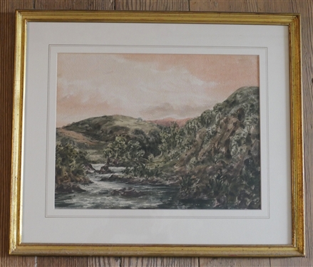 John Louis Petit (1801 - 1868) Watercolor Painting Near Lestelle  Framed and Matted - Frame Measures 15 1/4 by 18 1/2 