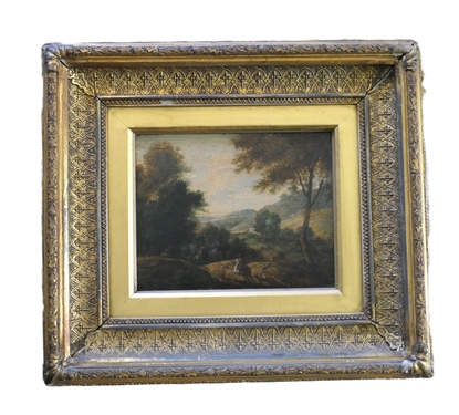 Pretty 19th Century Oil on Canvas Painting In Gold Giltwood Frame - Gold Boarder - Beautiful Frame - Frame Measures 16 By 18 - Art Measures 12 By 10 