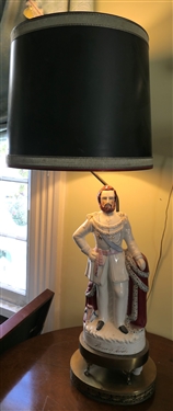 19th Century Staffordshire Prince of Wales Statue Table Lamp - Brass Footed Base with Open  Gallery Base -- Sculpture Can Be Removed From Base Has Not Been Damaged Attractive Black Shade - Lamp...