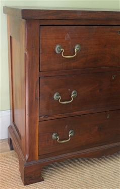 19th Century Walnut 3 Drawer Chest - Dovetailed Drawers - Paneled Sides - Chest Measures 33 tall 36 by 16 1/2