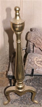 Brass Fire Place Set - Brass Claw Foot Apron, Wire Screen with Brass Handles, and Pair of Fine Brass Andirons with Urn Finials - Fire Skirt Measures 48 Across - LOGS NOT INCLUDED