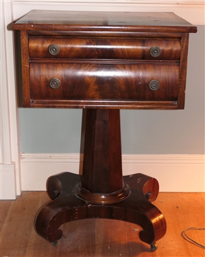 Flame Mahogany Empire Stand - 2 Dovetailed Drawers - Pedestal Base - Stand Measures 30 tall 20 1/4 by 16 1/4