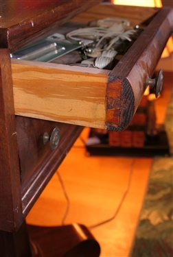 Flame Mahogany Empire Stand - 2 Dovetailed Drawers - Pedestal Base - Stand Measures 30 tall 20 1/4 by 16 1/4