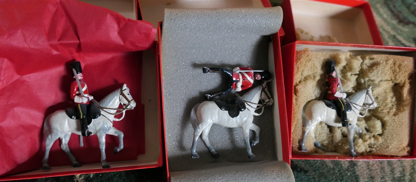 3 - Tradition for Collectors - Hand Painted Traditional Toy Soldiers - Made in England  - Horse and Riders - No. M109 Trooper, No. M102 Trooper, and Other Horse and Rider - Label is Missing - All...