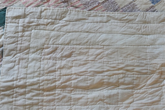 Modern Arch Quilts Elmsford NY - Quilt - Greens and Pinks - Quilt Measures 96 by 88 