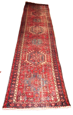 Handwoven Persian Runner - Red Background - Rug  Measures 10'7 by 2'11 - Some Overall Wear