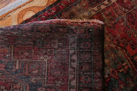 Handwoven Persian Runner - Red Background - Rug  Measures 10'7 by 2'11 - Some Overall Wear