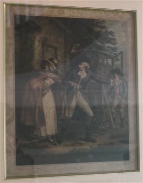 The Story of Laetitia Plate 2 Mezzotint Engraving After Original by George Morland - Engraved by J.R. Smith 1811 - Framed and Matted - Frame Measures 19 by 16 1/2 