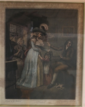 The Story of Laetitia Plate 3 Mezzotint Engraving After Original by George Morland - Engraved by J.R. Smith 1811 - Framed and Matted - Frame Measures 19 by 16 1/2 