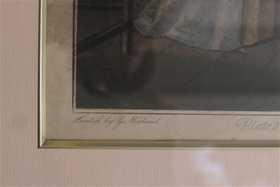 The Story of Laetitia Plate 3 Mezzotint Engraving After Original by George Morland - Engraved by J.R. Smith 1811 - Framed and Matted - Frame Measures 19 by 16 1/2 