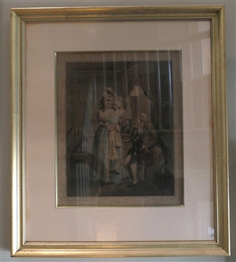 The Story of Laetitia Plate 4 Mezzotint Engraving After Original by George Morland - Engraved by J.R. Smith 1811 - Framed and Matted - Frame Measures 19 by 16 1/2 