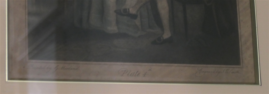 The Story of Laetitia Plate 4 Mezzotint Engraving After Original by George Morland - Engraved by J.R. Smith 1811 - Framed and Matted - Frame Measures 19 by 16 1/2 